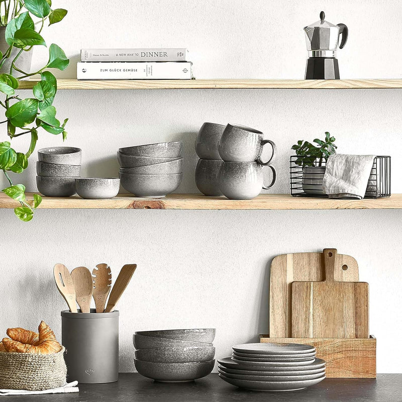 SPRINGLANE Schale klein 4er-Set - Geschirr Misty Cliff, Grau, Steingut Tafelservice, Schale klein 4e