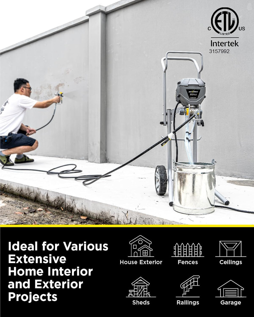InoKraft Airless Farbsprüher Pro MaXpray M3 Plus, fortschrittliche Produktivität und Effizienz, Robu