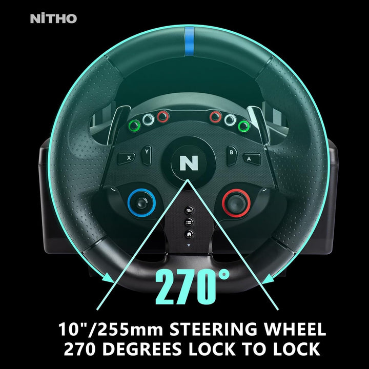 NITHO Drive Pro ONE Competition Gaming Rennlenkrad mit Pedalen und Schalthebel, 270-Grad-Spielelenkr