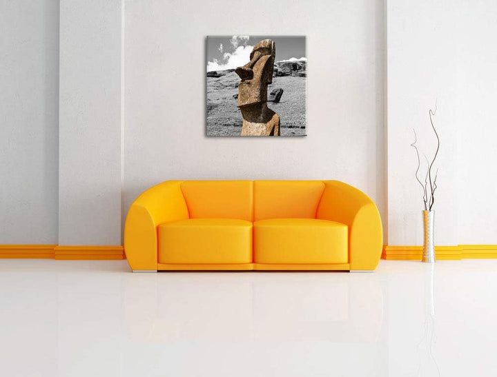 Pixxprint Moai Statue auf den Osterinseln als Leinwandbild/Grösse: 70x70 cm/Wandbild/Kunstdruck/fert