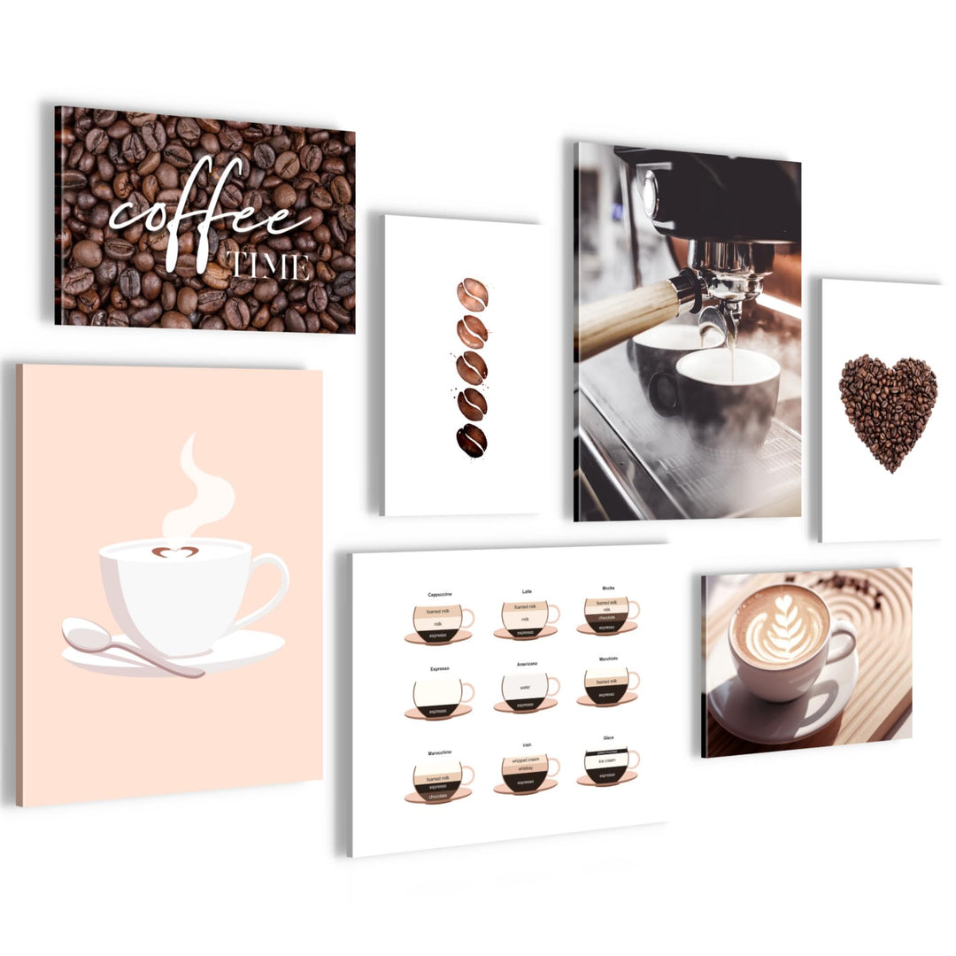 Novart Wandbilder Kaffee Coffee - KOMPLETT AUFHÄNGFERTIG - Küche Esszimmer Küchenbilder- 7 Moderne M