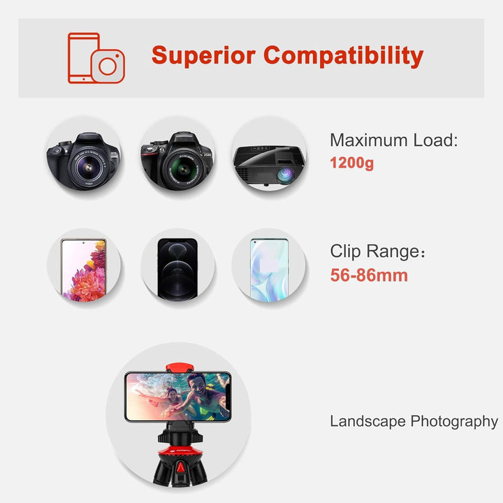 Fotopro Flexibles Smartphone-Stativ, Mini-Stativ, Octopus-Stil, mit Telefonadapter, Kamerastativ für