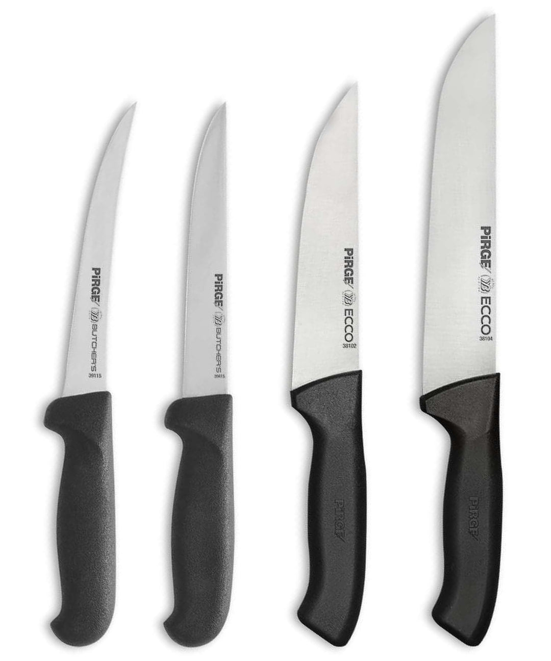 Pirge Metzgermesser Set 4 TLG Schlachtermesser - Fleischermesser - Stechmesser - Exzellenter Schärfe