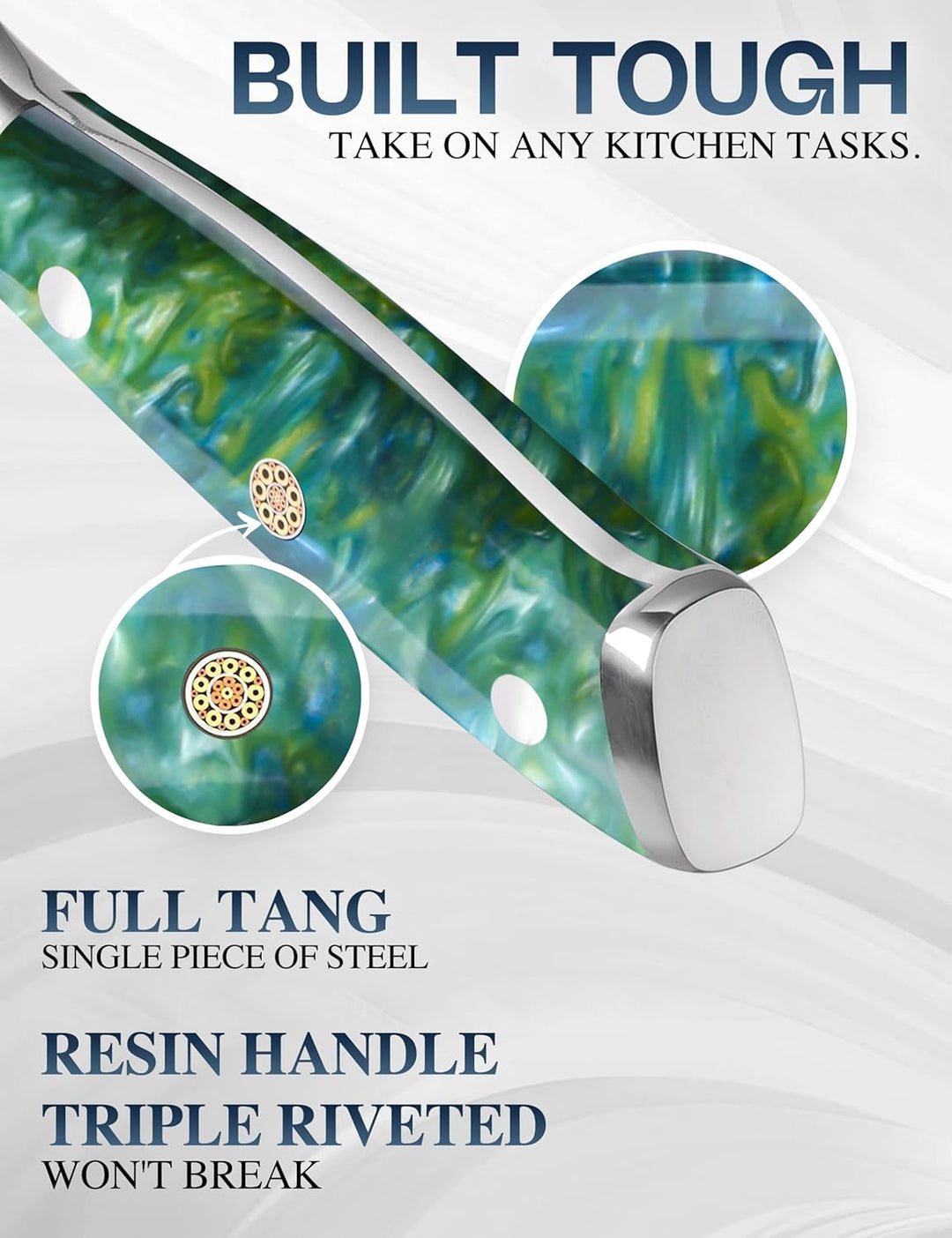 WILDMOK Fleischerbeil 16.5cm robustes, rasiermesserscharfes Küchen-Metzgermesser, geschmiedeter Dama