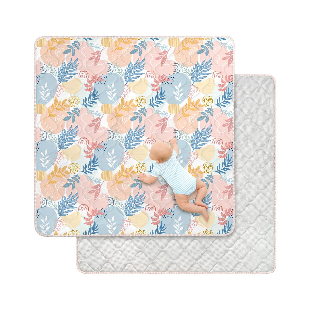 Spielmatte Baby 127×127cm mit Rutschfest, Extra Dicke 2cm Weiche Krabbelmatte Baby, Faltbar Krabbeld