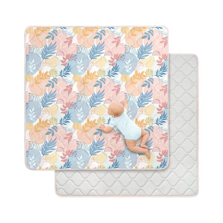 Spielmatte Baby 127×127cm mit Rutschfest, Extra Dicke 2cm Weiche Krabbelmatte Baby, Faltbar Krabbeld