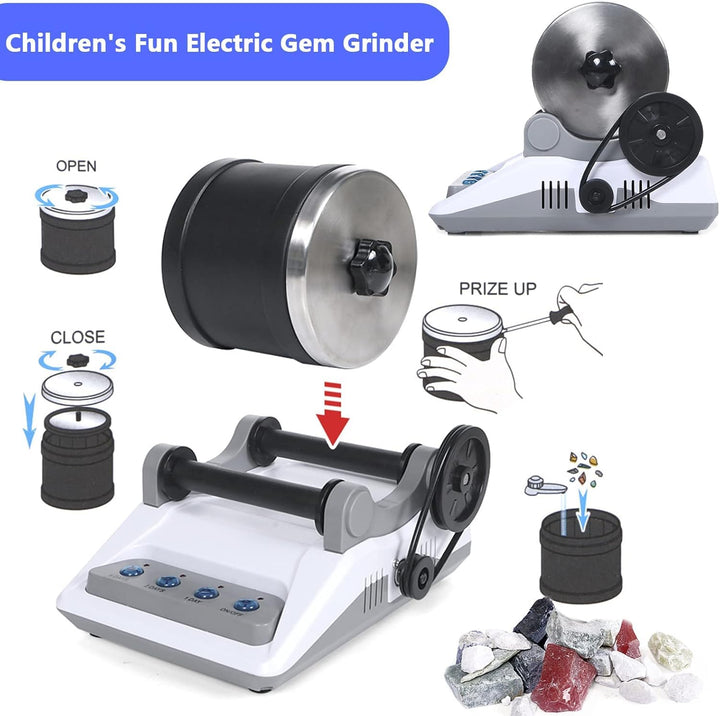 Starter Komplettes Steinpolierer Set, Rock Polierset mit 7-Tage-Timer DIY Edelsteine Poliermaschine