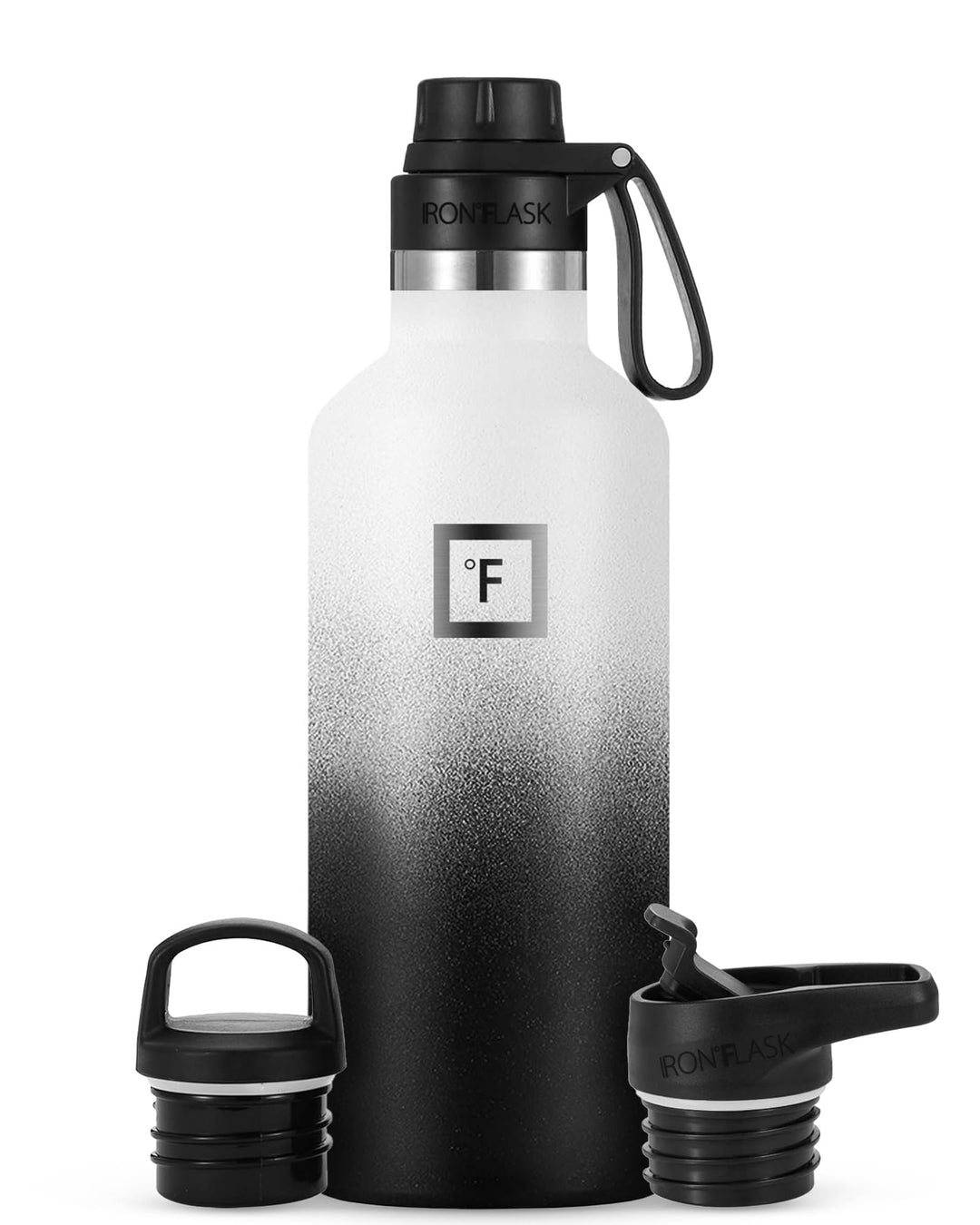 IRON °FLASK Edelstahl Trinkflasche mit 3 Deckel - Auslaufsicher Thermosflasche - Metall Wasserflasch