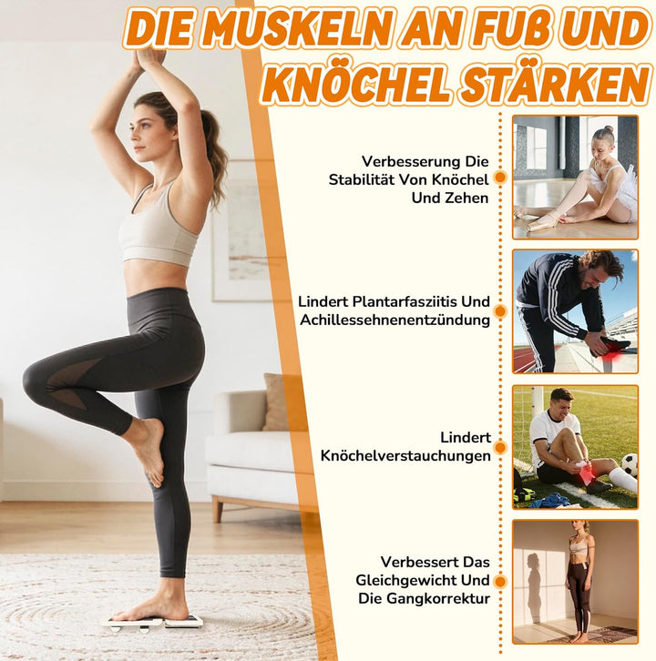 Knöchel-Balanceboard aus Holz,Rutschfester Knöcheltrainer Fusstrainer mit 2 Verstellbare Seitenplatt