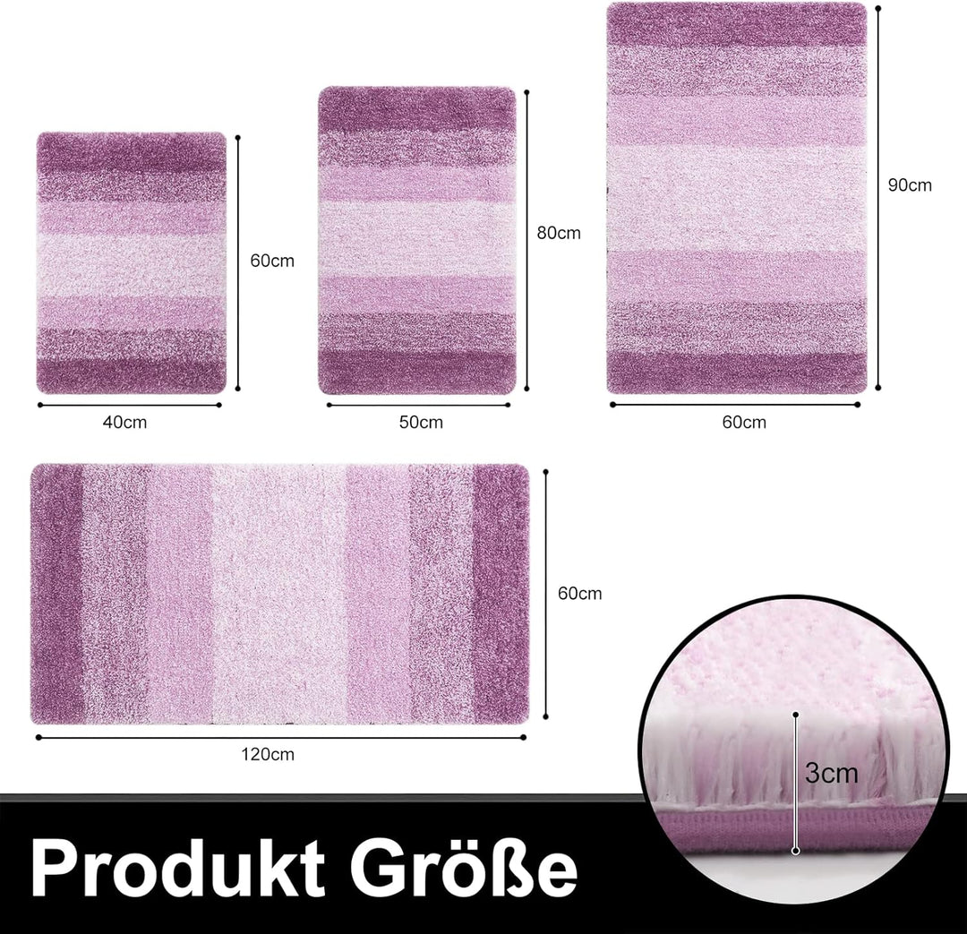 Homaxy Weich Badezimmerteppich 60x120 cm, rutschfest waschbar Badematte Flauschige Hochflor Badteppi