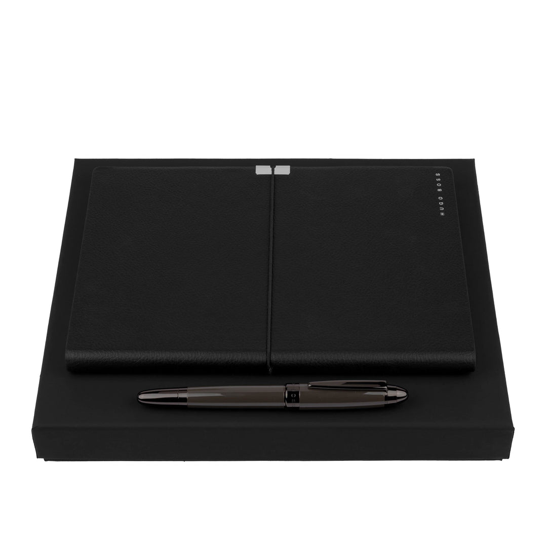 Hugo Boss Schreib-Set Tintenroller und A5 Notizblock Icon in der Geschenkbox, HPHR015