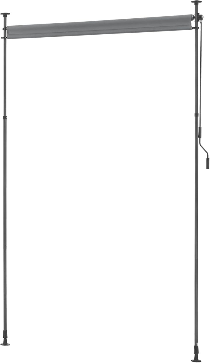pro.tec Aussenrollo Cimarra 200 x 270 cm Balkonrollo Senkrechtmarkise mit Handkurbel Sichtschutz wit