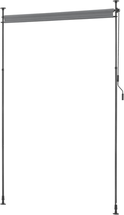 pro.tec Aussenrollo Cimarra 200 x 270 cm Balkonrollo Senkrechtmarkise mit Handkurbel Sichtschutz wit