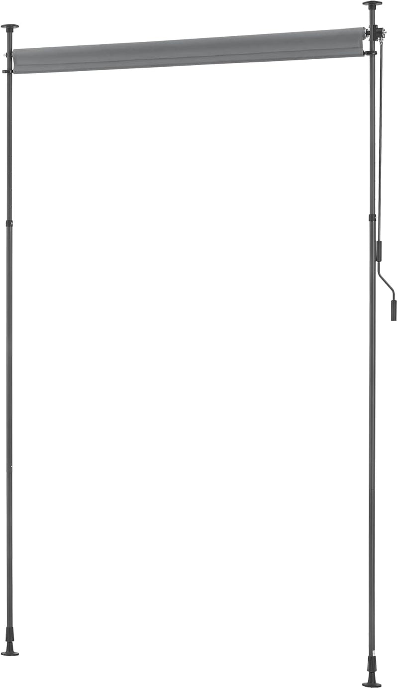 pro.tec Aussenrollo Cimarra 200 x 270 cm Balkonrollo Senkrechtmarkise mit Handkurbel Sichtschutz wit