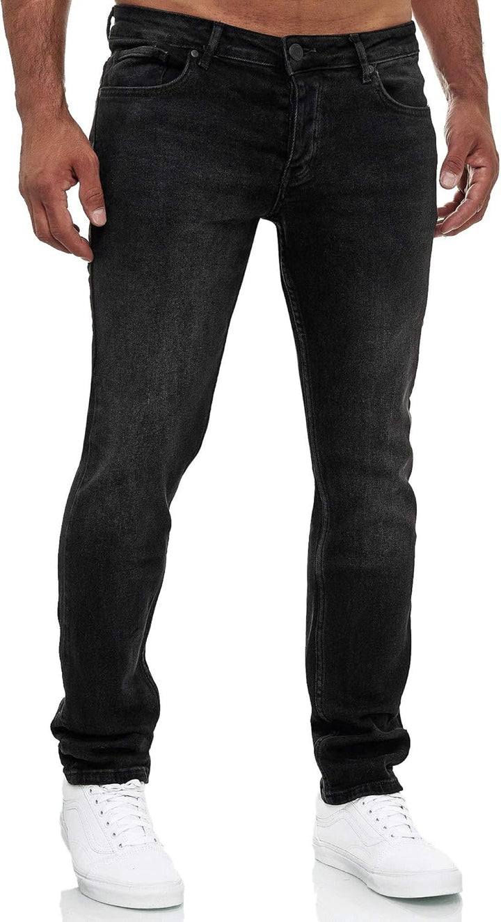 MERISH Jeans Herren Destroyed Hose Jeanshose Slim Fit Männer Denim 2081-1001 31W / 30L 502-3 Schwarz