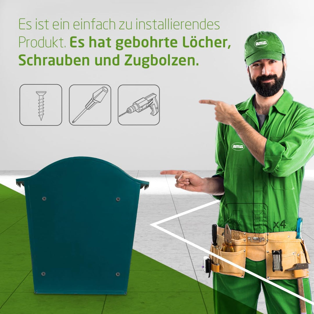 Amig - Aussenbriefkasten | Briefkasten für Wand, Mauer oder Zaun | Masse: 37 x 32 x 10,5 cm | Stahl