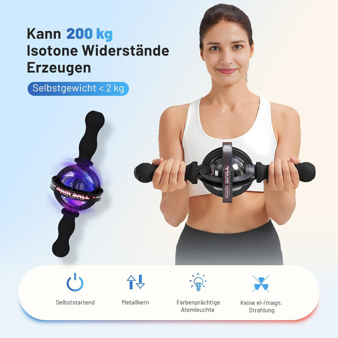 Gyro-Trainer Pro Handtrainer, Doppelgriff, 200kg Widerstand, für Muskelaufbau und Handgelenkskraft