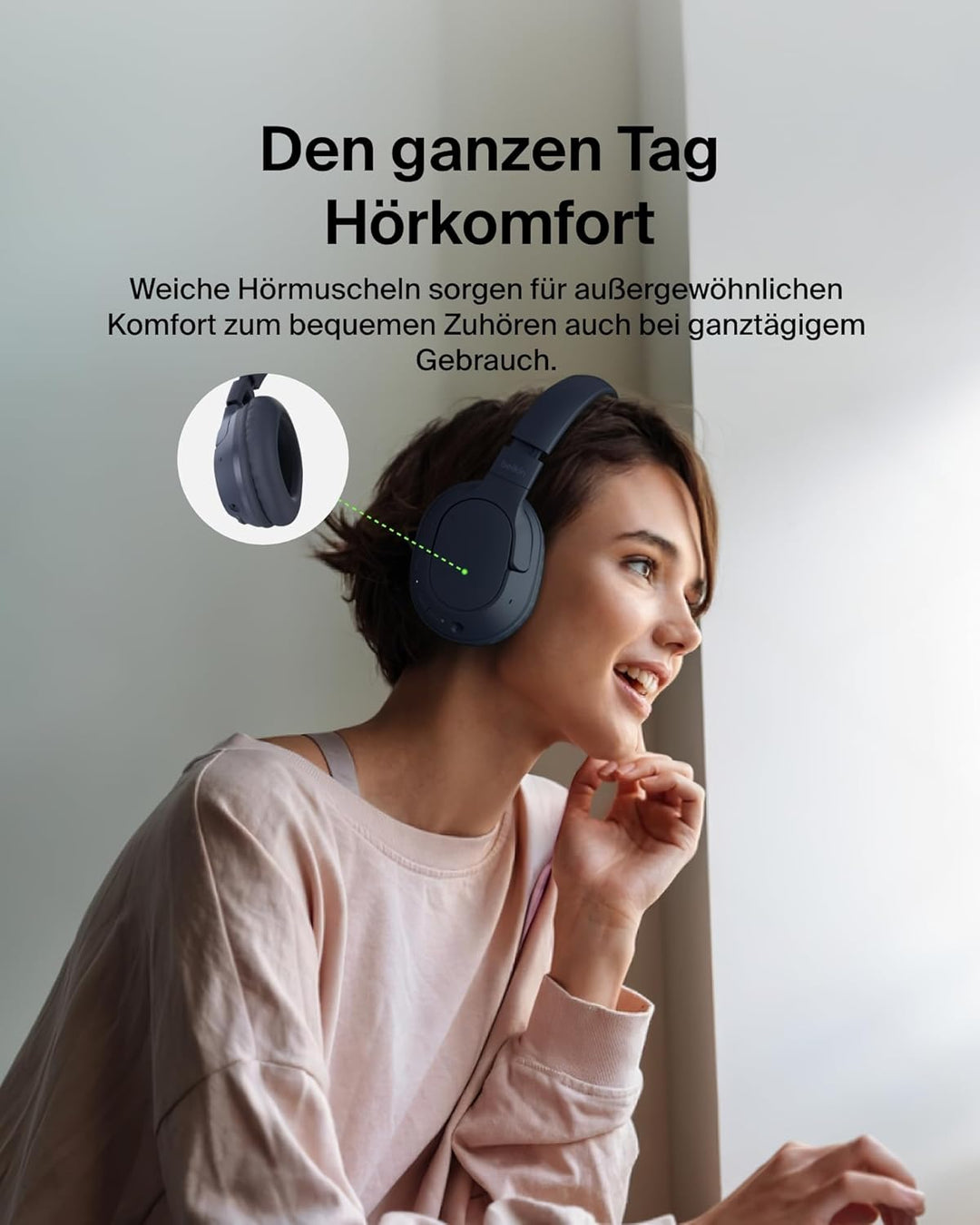 Belkin SoundForm Surround Kopfhörer Kabellos Bluetooth, Over-Ear Environmental Noise Cancelling Kopf