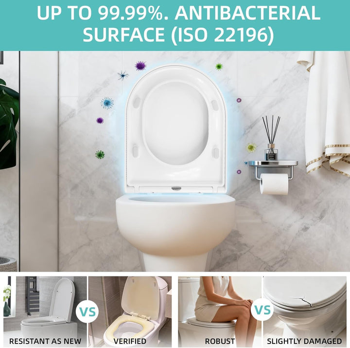 Toilettendeckel mit Absenkautomatik,Urea-Duroplast WC Sitz Quick-Release Funktion zur Einfachen Rein