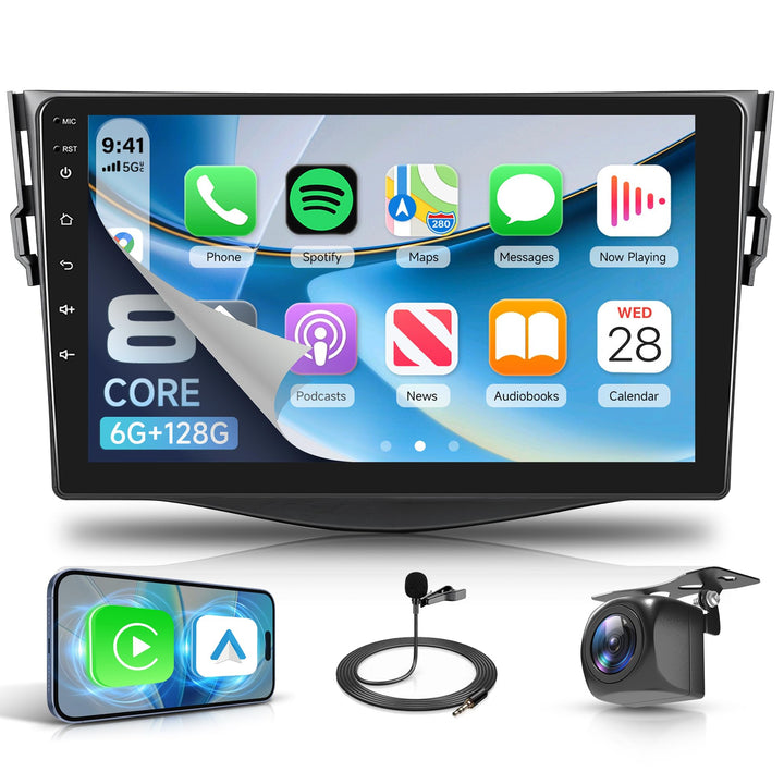 Rimoody 8 Core 6G+128G 9" Autoradio Android für Toyota RAV4 2007-2012 mit Carplay Wireless Android A