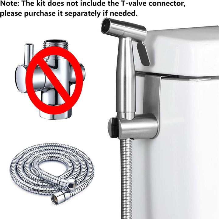Frap Hand-Bidet-Sprüh-Set, gebürstetes Nickel, Duschkopf mit 150 cm Schlauch und Wandhalterung, 3er-