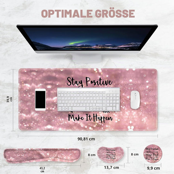 ToLuLu Erweitertes Gaming-Mauspad, Memory-Schaum, ergonomische Tastatur-Maus-Handgelenkauflage, gros