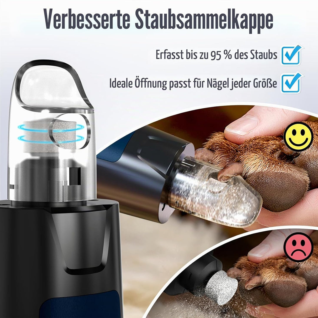 Casfuy Neue 6-Gang Krallenschleifer für Hunde – 50% Mehr Leistung mit 2 LED Lichtern Leise 7 Stunden