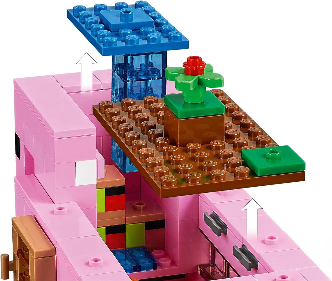 LEGO 21170 Minecraft Das Schweinehaus Bauset mit Figuren: Alex, Creeper und 2 Schweinefiguren, Tier-