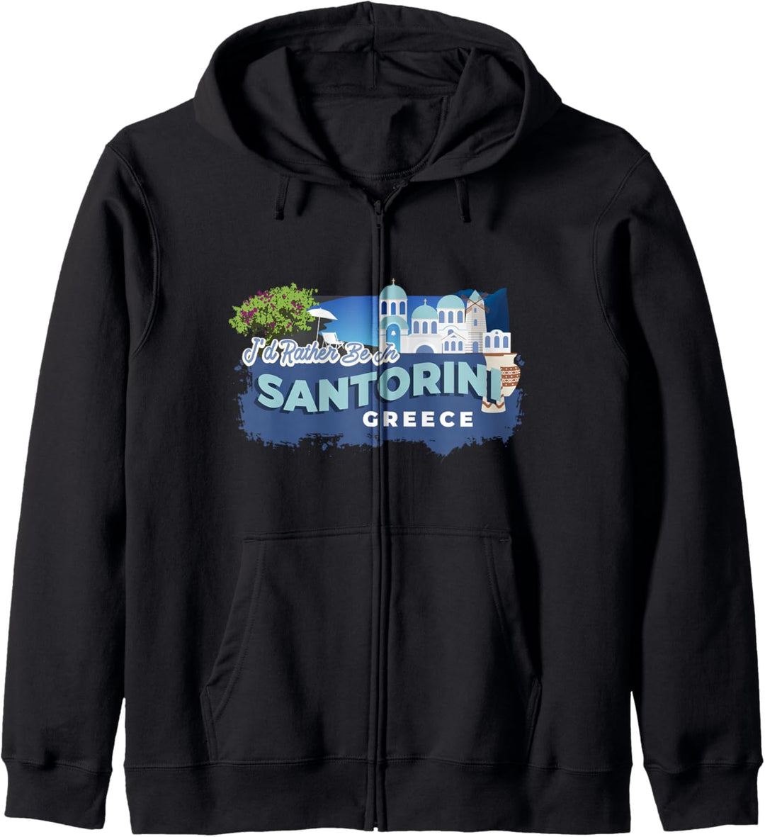 Ich wäre lieber in Santorini Griechenland Vintage Souvenir Kapuzenjacke