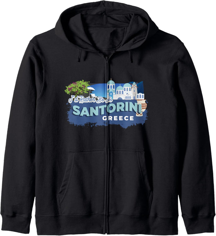 Ich wäre lieber in Santorini Griechenland Vintage Souvenir Kapuzenjacke