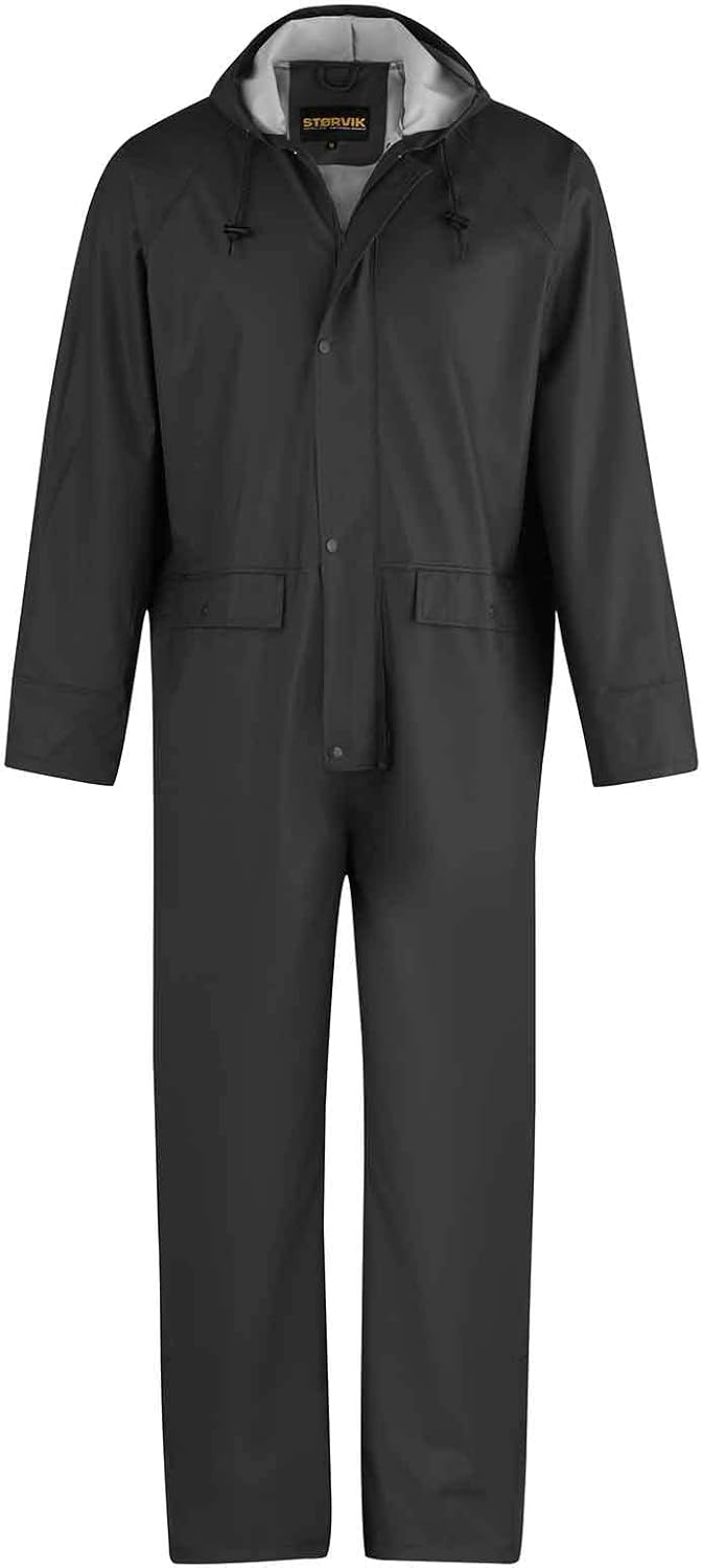 STØRVIK PU-Overall Regenkombi Regenoverall Reinigungsoverall Unisex Schwarz L, Schwarz L