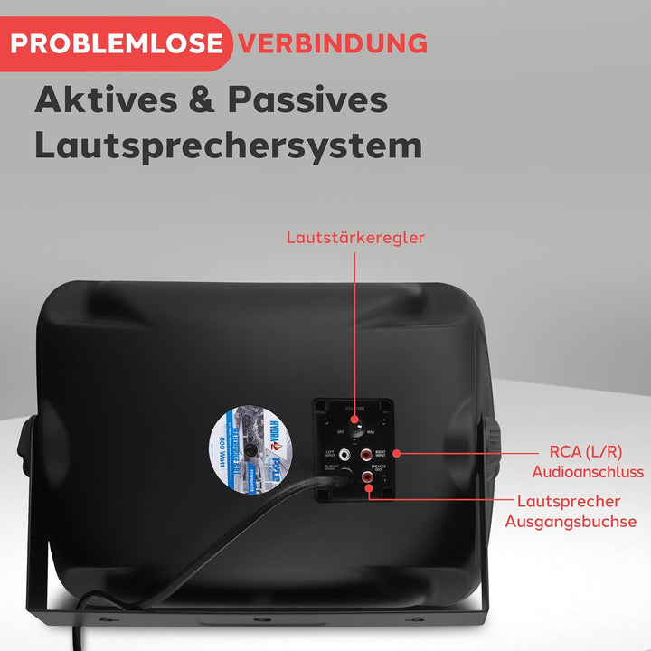 Pyle Musikbox Bluetooth Gross, Lautsprecher Wandhalterung 800 Watt, wasserdichte Box Outdoor & Indoo