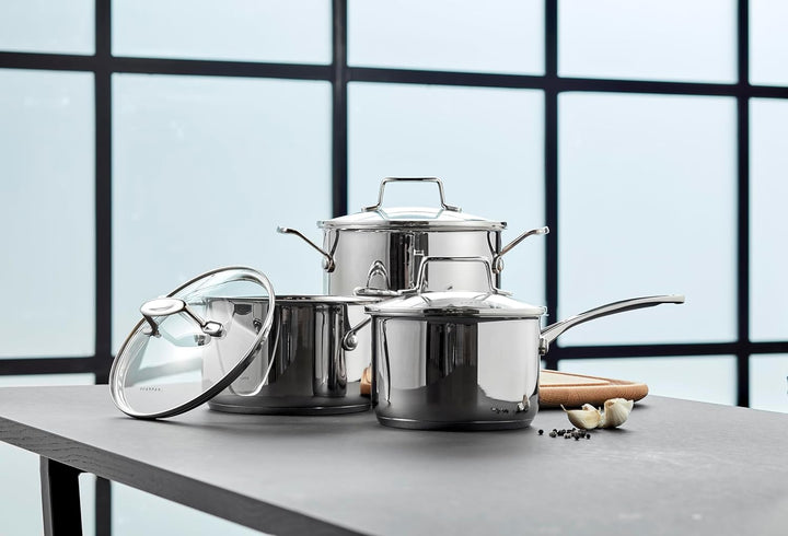 Scanpan Impact 3-tlg. Kochtopf-Set: 1,8 l/2,5 l/3,2 l | Stielkasserolle &amp; Töpfe mit Glasdeckeln | Ed