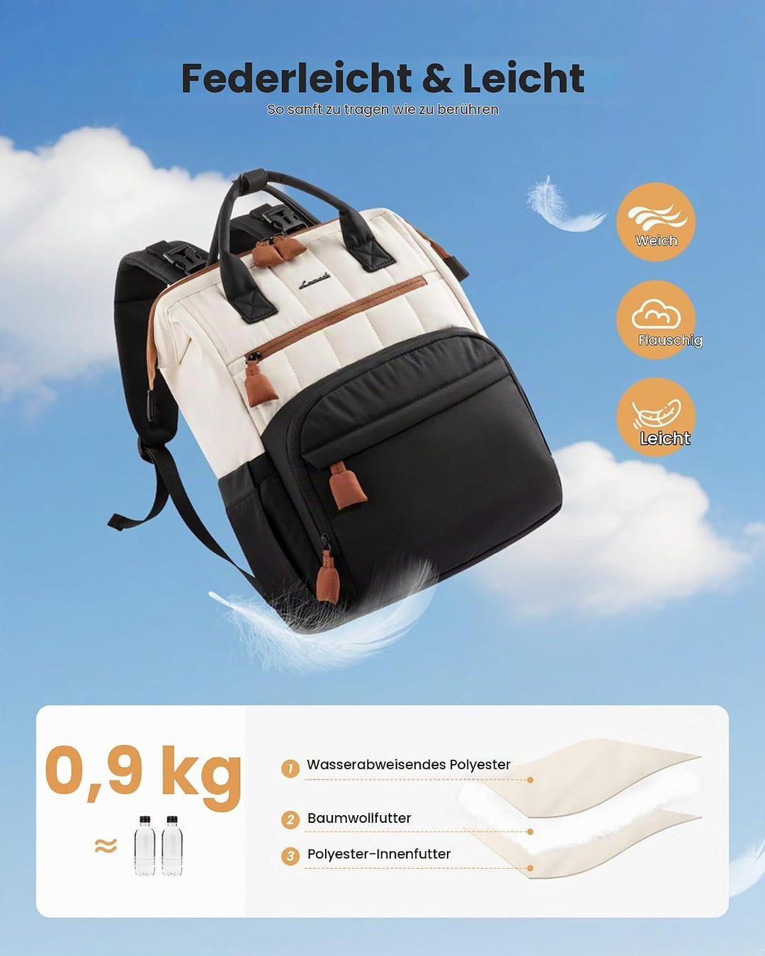 LOVEVOOK Wickelrucksack Gross, Baby Wickeltasche Rucksack Diaper Bag mit Wickelunterlage, Wasserabwe