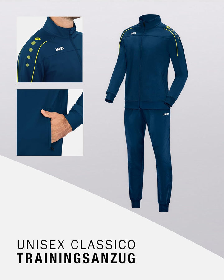 JAKO Polyester Classico Trainingsanzug - Moderner Sportanzug 100% Polyester, Strapazierfähig &amp; schne