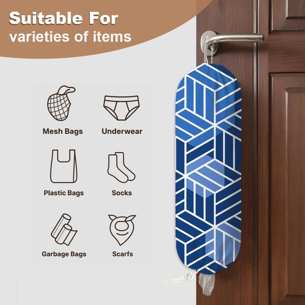 2 Stück Geometrisch Plastiktütenhalter Canvas 58.5x23cm Plastiktüten Einkaufstüten Halter Organizer