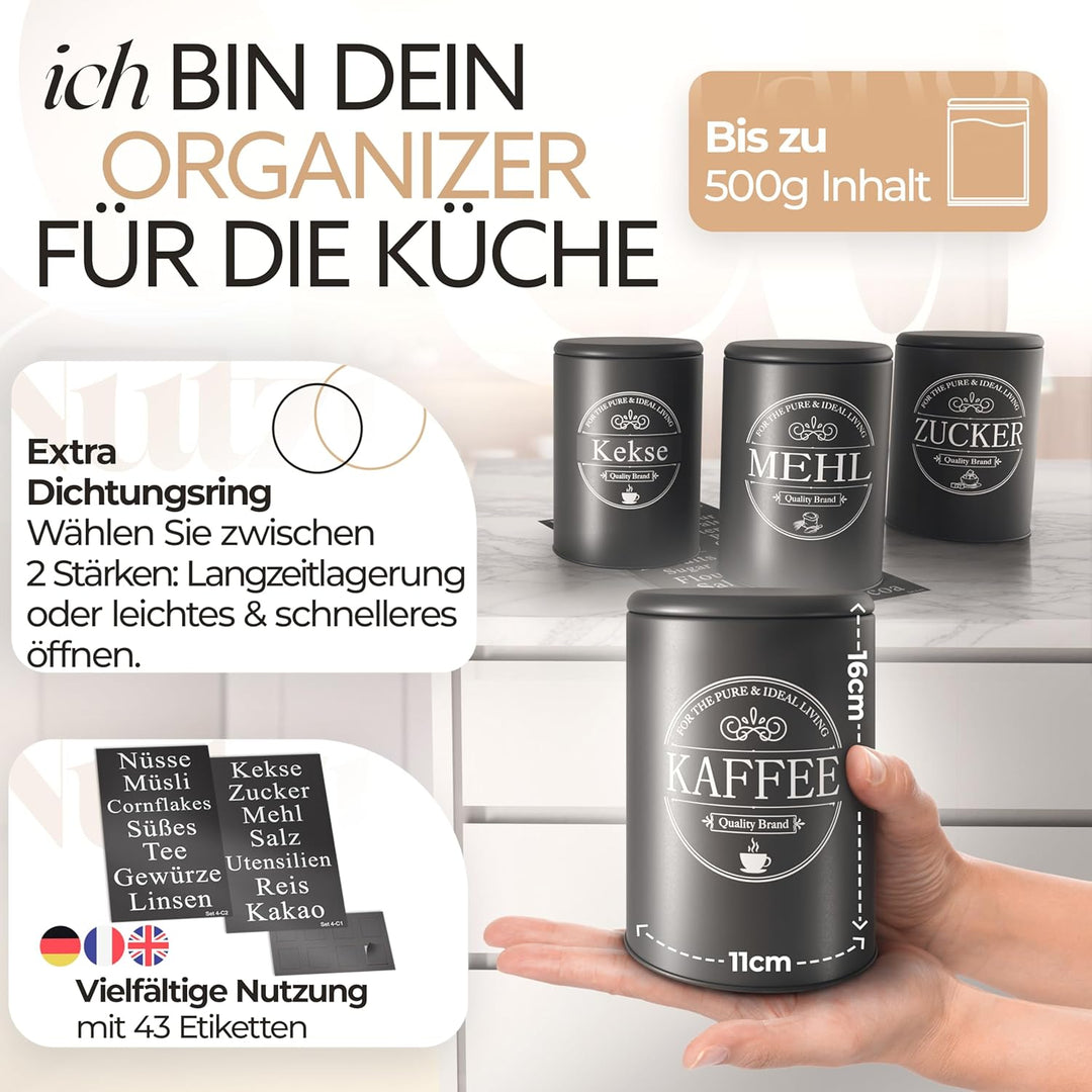 IDEALTASTIC® Premium Kaffeedose luftdicht [500g] für anhaltendes Kaffeearoma I Robuste Vorratsdose f