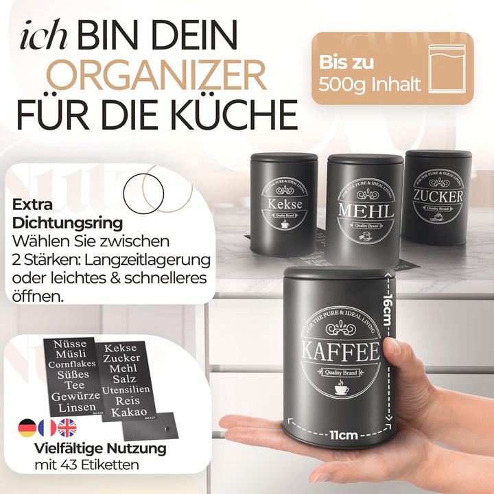 IDEALTASTIC® Premium Kaffeedose luftdicht [500g] für anhaltendes Kaffeearoma I Robuste Vorratsdose f