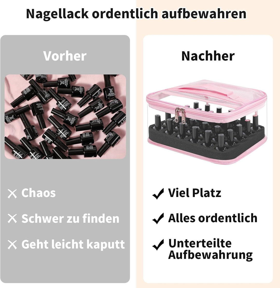 Nagellack Aufbewahrung für 30 Flaschen,Transparenter Nagellack Organizer & Kosmetikkoffer aus spritz