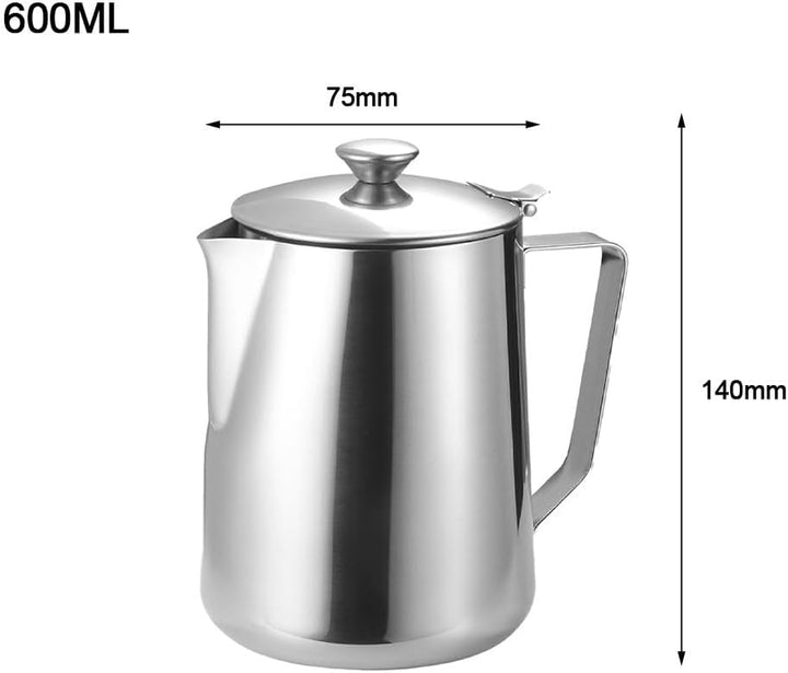 Milchaufschäumkrug, 350–2000 ml, Milchkännchen mit Deckel, Kaffeekessel, Milchaufschäumkrug, Krug, E