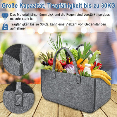 YRHome 4 Stück Kaminholztasche Filz Tasche Filztasche Filztaschen Faltbar Shopper Kaminholz Einkaufs