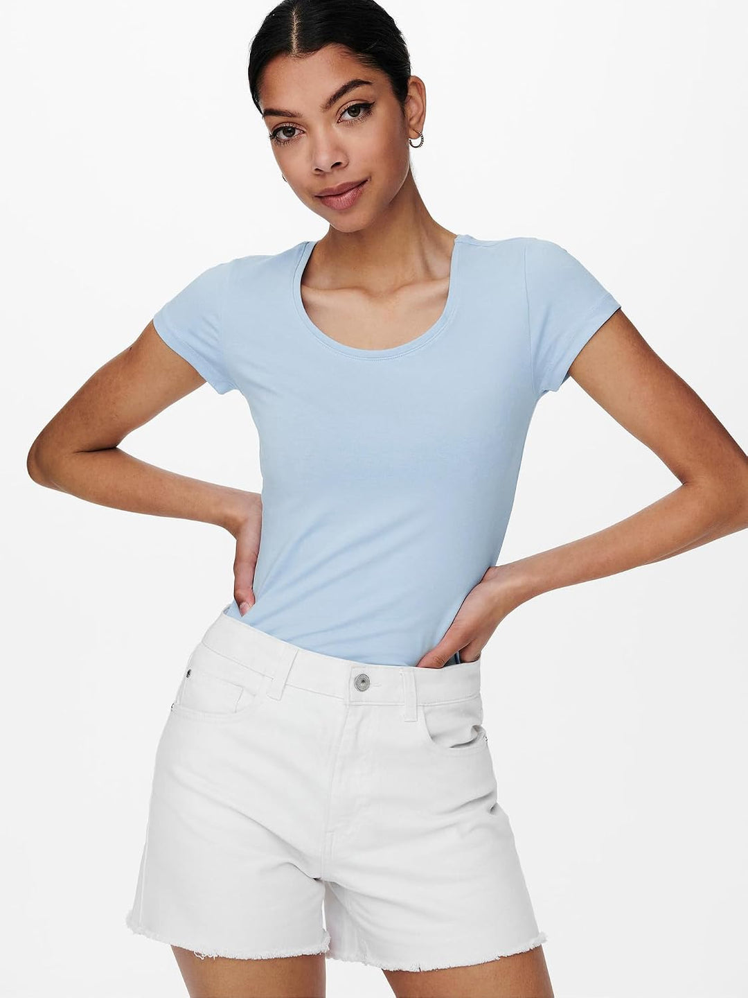 ONLY 3er Pack Damen T-Shirt schwarz oder weiss Kurzarm lang Basic Sommer T-Shirts XS S M L XL 152091