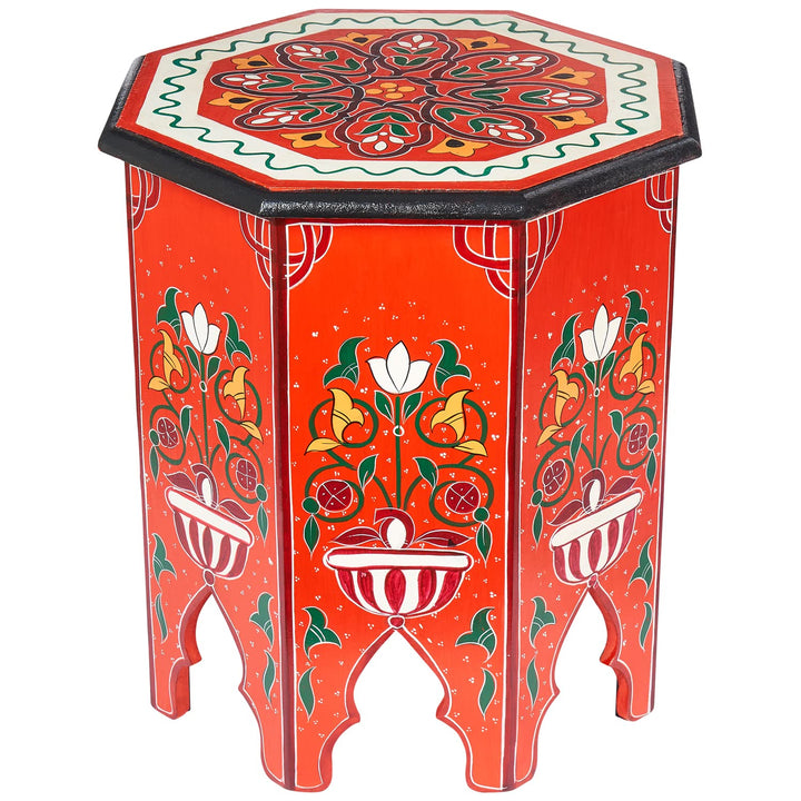 MARRAKESCH Beistelltisch Nachttisch aus Holz 50cm gross Tisch Hocker Gargar Rot als Orientalische De