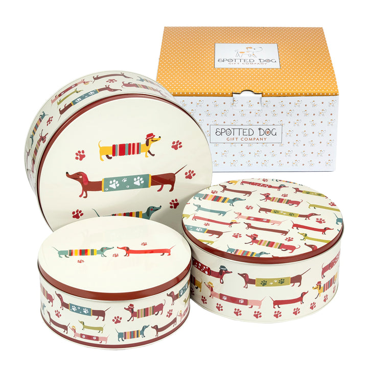 SPOTTED DOG GIFT COMPANY Keksdose Metall, Plätzchendose Set, Gebäckdose Rund - Klein Mittel Gross mi