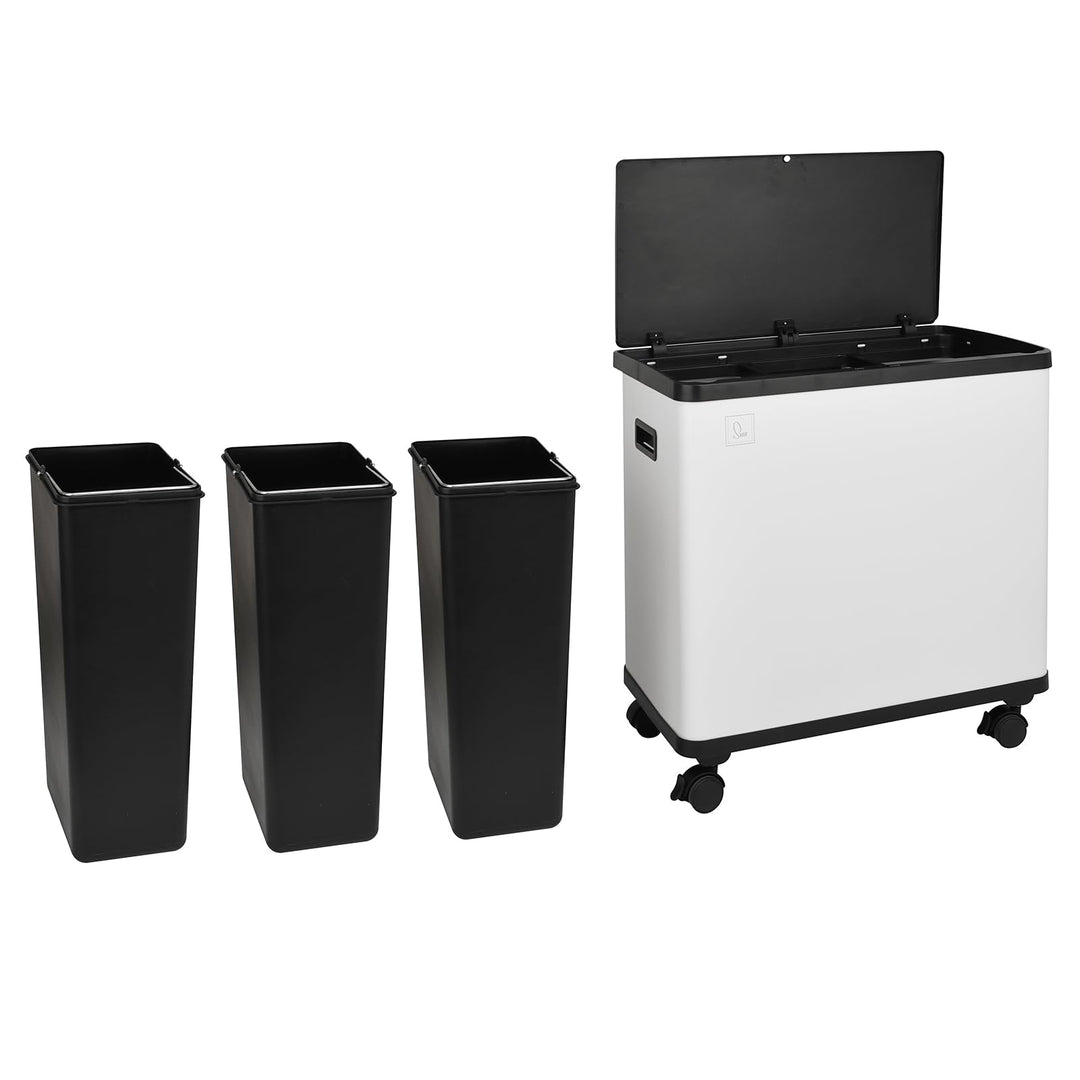 SVITA SR3X18 54L Sensor-Mülleimer 3 Fächer Mülltrennsystem Abfalleimer Stahl Weiss SR3X18 (54L) Weis