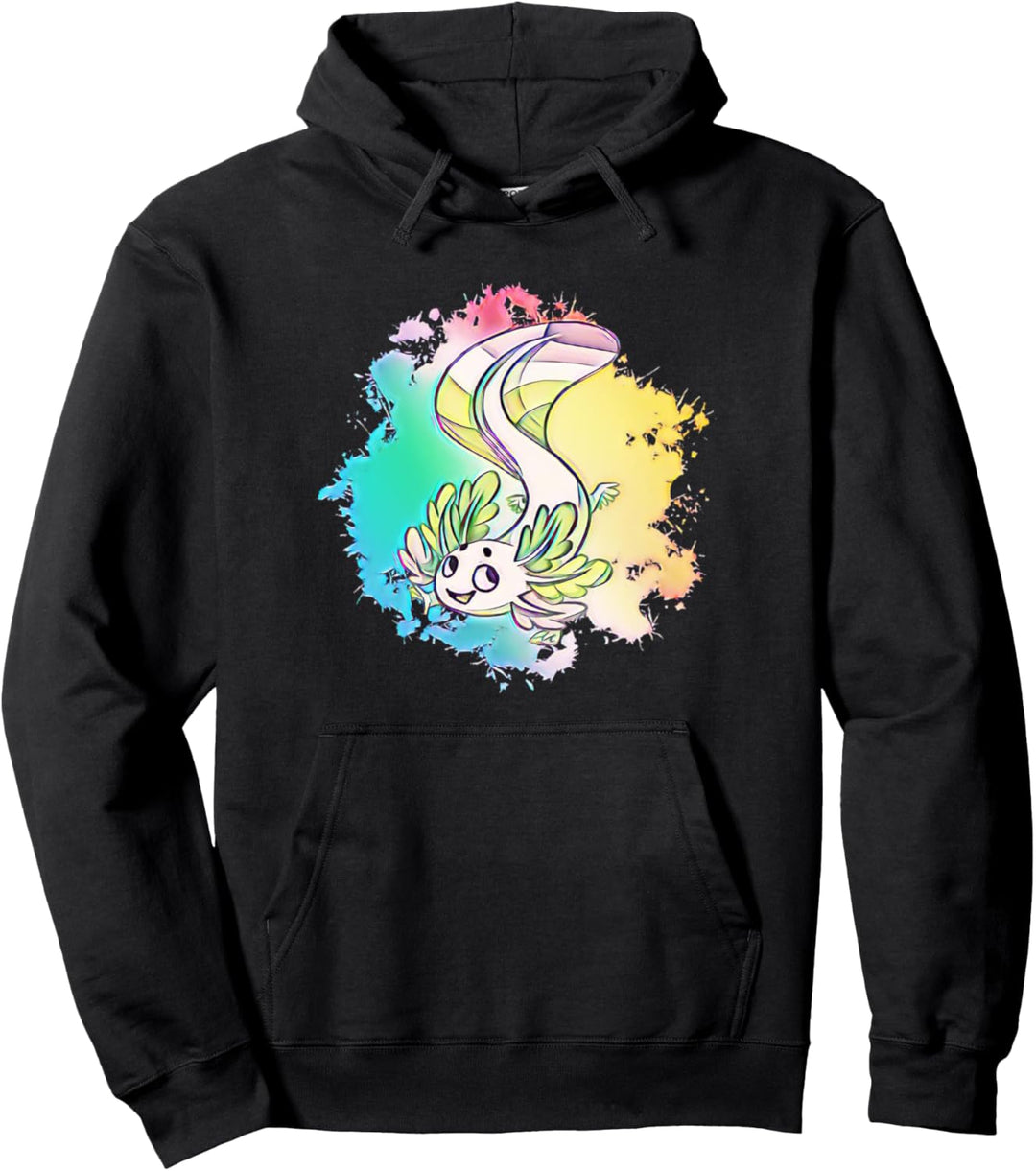 Axolotl Motiv Aquarium Amphibie buntes Design Tiermotiv Pullover Hoodie