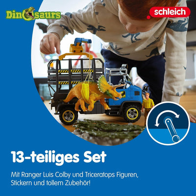 schleich 42565 Dinosaurier Truck Mission, für Kinder ab 5-12 Jahren, DINOSAURS - Spielset