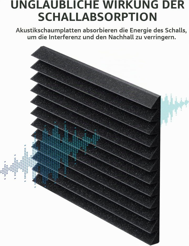 Wemk Akustikschaumstoff, 36 Stück Noppenschaumstoff mit Selbstklebender Rückseite, Akustik Platten A