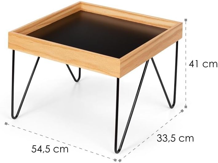 Besoa Lyon Kaffeetisch, Beistelltisch Serviertisch, abnehmbares Tablett: Melamin/MDF mit Eichenfurni