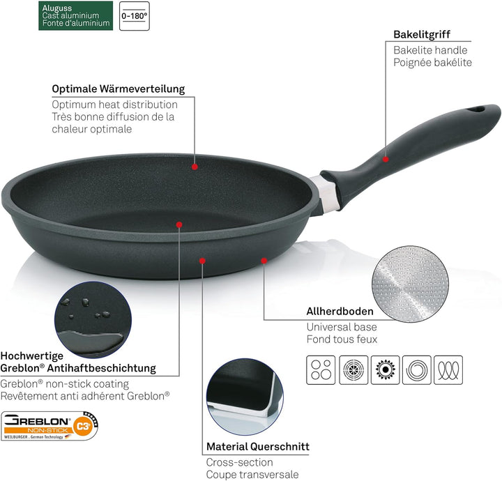 Kela 15151 Bratpfanne, Antihaftversiegelung, Aluguss 5 mm, Induktionsgeeignet, 28 cm Durchmesser, Ke